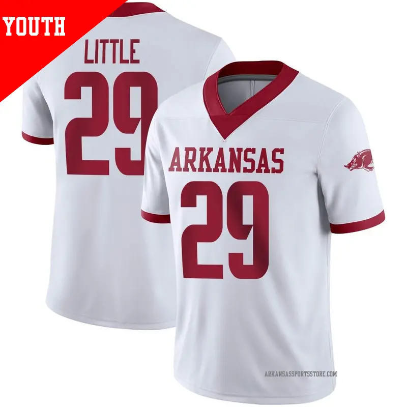 Youth #29 Cam Little Arkansas Razorbacks Game White Alternate Football Jersey Youth #29 Cam Little Arkansas Razorbacks Game White Alternate Football Jersey