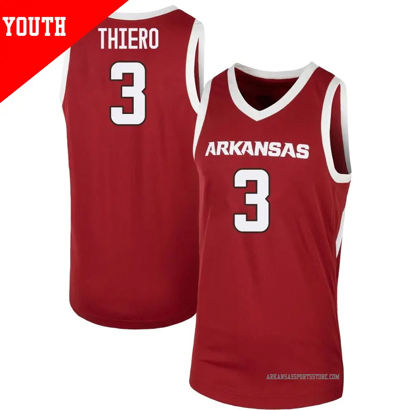 Youth ＃3 Adou Thiero Arkansas Razorbacks Replica Cardinal Basketball Jersey