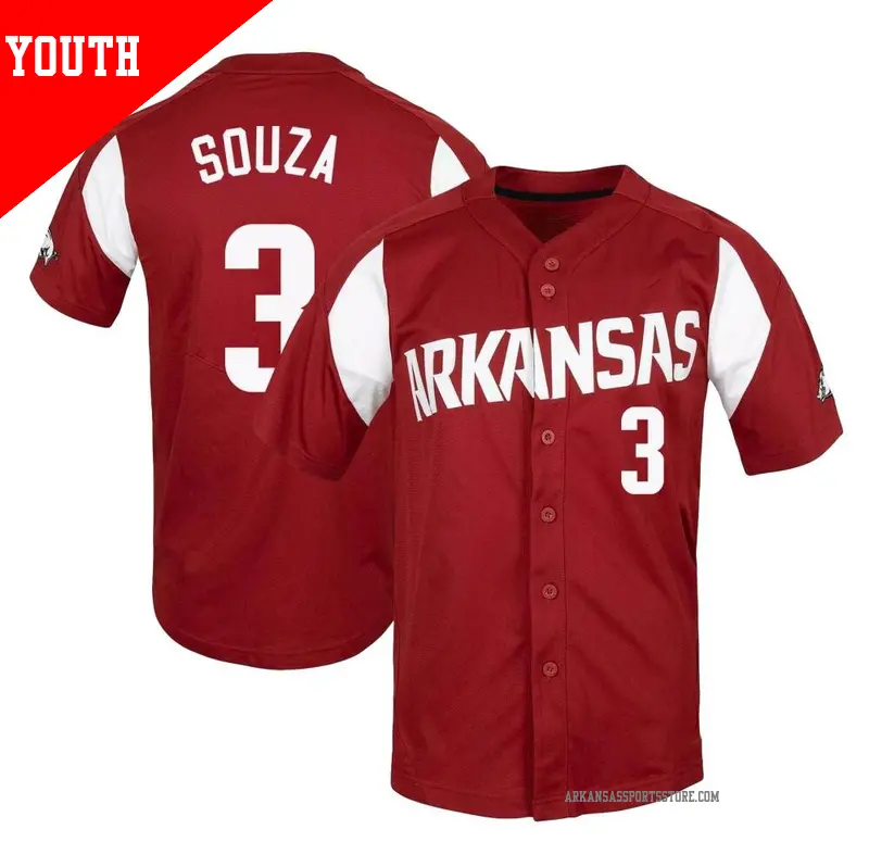 Youth #3 Nolan Souza Arkansas Razorbacks Replica Cardinal Vapor Untouchable Full-Button Baseball Jersey Youth #3 Nolan Souza Arkansas Razorbacks Replica Cardinal Vapor Untouchable Full-Button Baseball Jersey