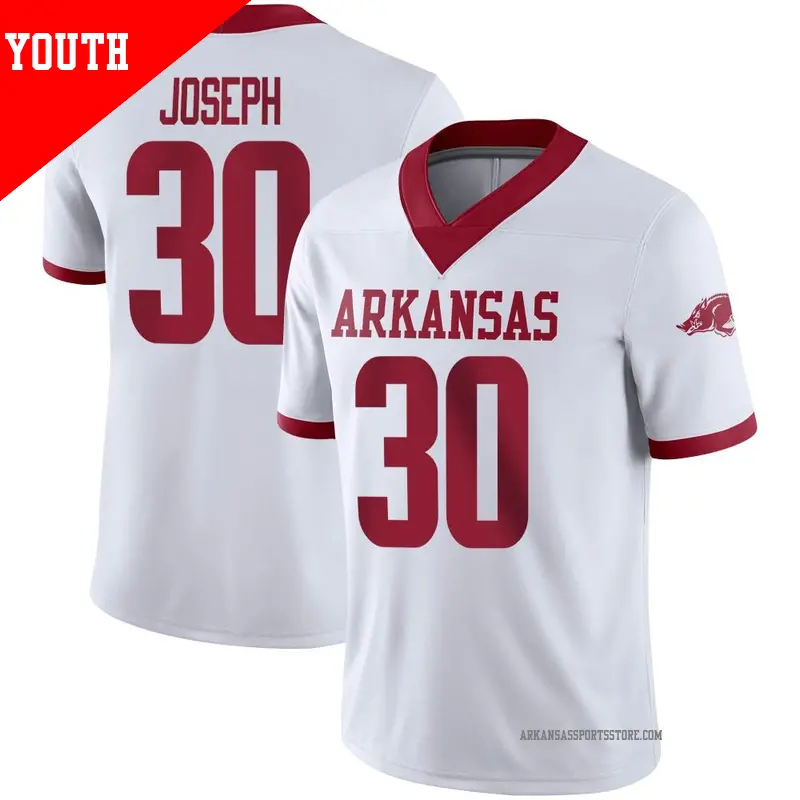 Youth #30 Ethan Joseph Arkansas Razorbacks Game White Alternate Football Jersey Youth #30 Ethan Joseph Arkansas Razorbacks Game White Alternate Football Jersey