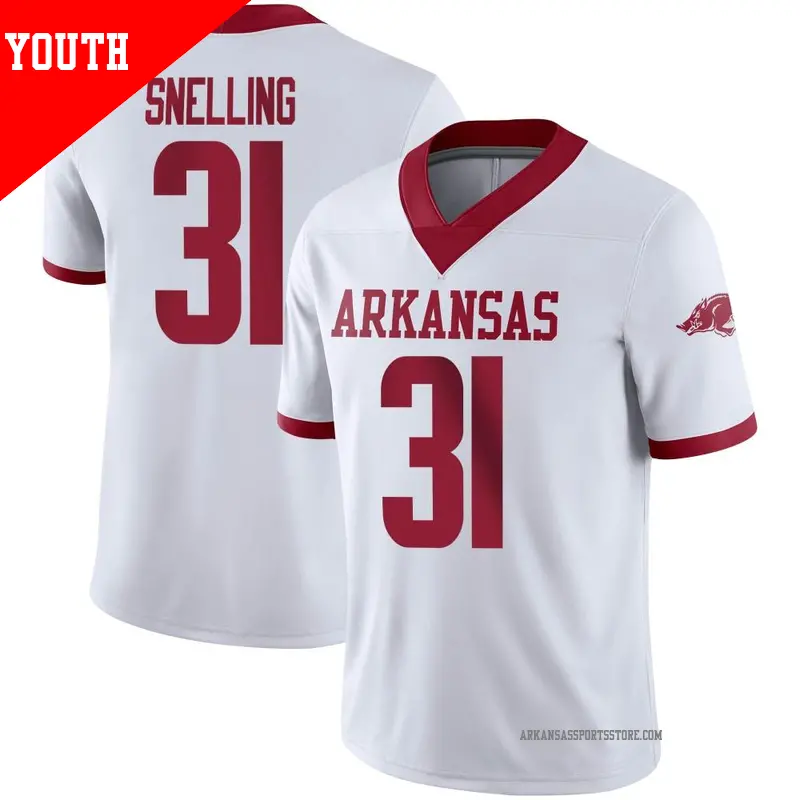 Youth ＃31 Courtney Snelling Arkansas Razorbacks Game White Alternate Football Jersey