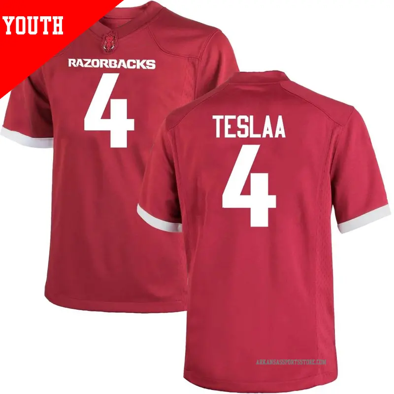 Youth ＃4 Isaac TeSlaa Arkansas Razorbacks Game Cardinal Football College Jersey
