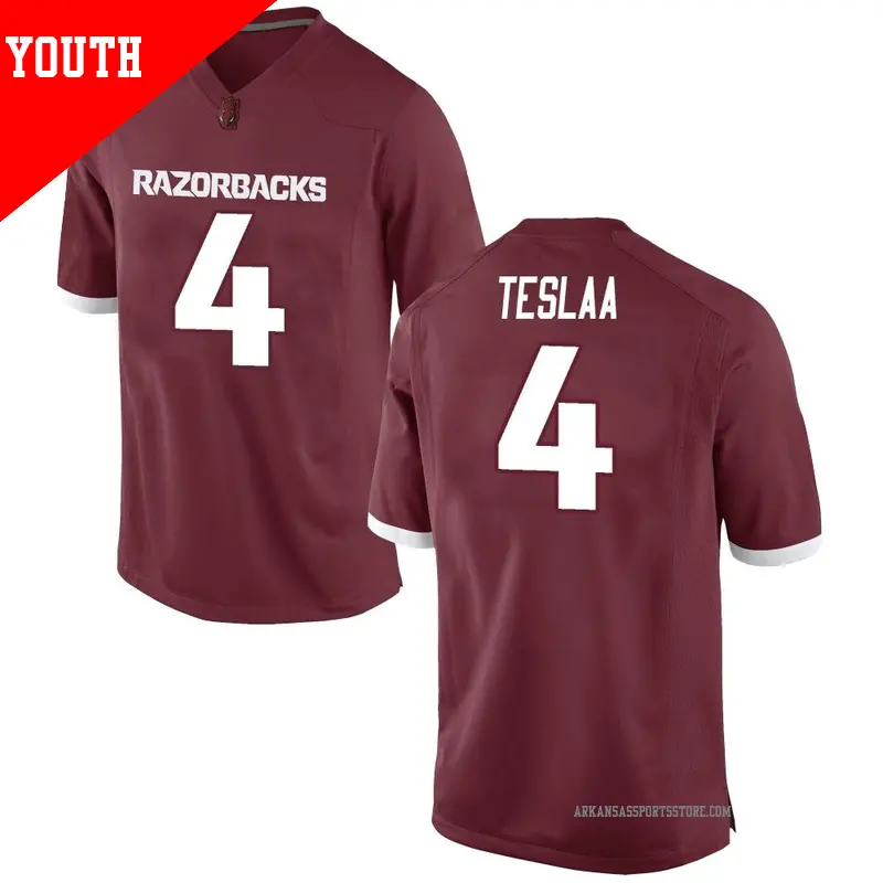 Youth ＃4 Isaac TeSlaa Arkansas Razorbacks Replica Red Football College Jersey