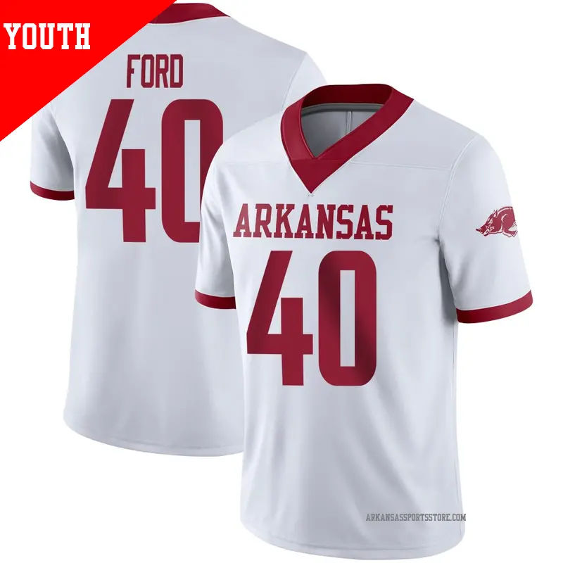 Youth ＃40 Blake Ford Arkansas Razorbacks Game White Alternate Football Jersey