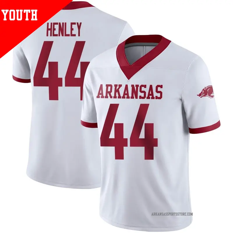 Youth #44 Kaden Henley Arkansas Razorbacks Game White Alternate Football Jersey Youth #44 Kaden Henley Arkansas Razorbacks Game White Alternate Football Jersey