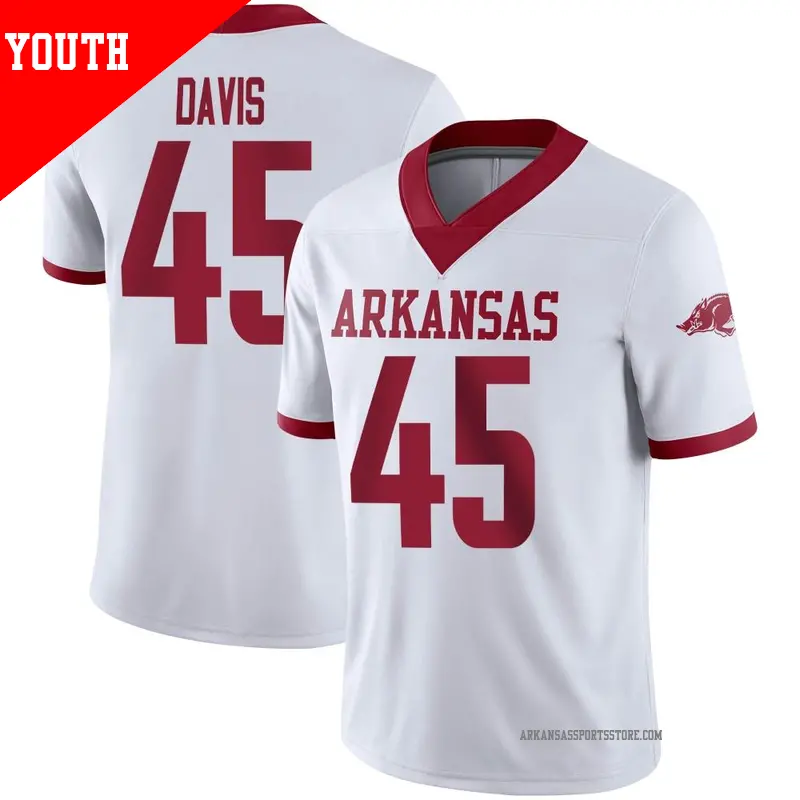 Youth ＃45 Preston Davis Arkansas Razorbacks Game White Alternate Football Jersey