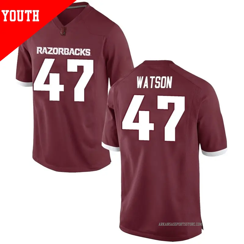 Youth #47 Braylon Watson Arkansas Razorbacks Game Red Football College Jersey Youth #47 Braylon Watson Arkansas Razorbacks Game Red Football College Jersey
