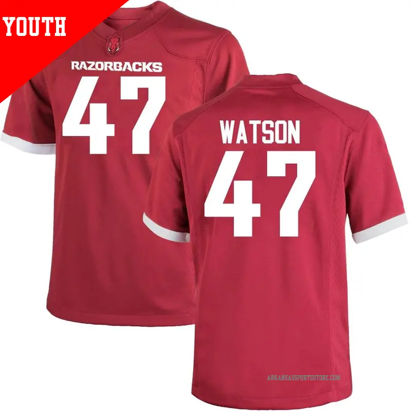 Youth #47 Braylon Watson Arkansas Razorbacks Replica Cardinal Football College Jersey Youth #47 Braylon Watson Arkansas Razorbacks Replica Cardinal Football College Jersey