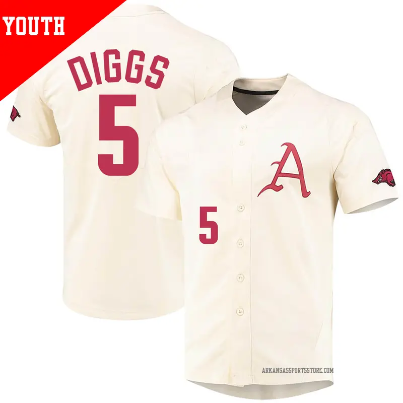 Youth #5 Kendall Diggs Arkansas Razorbacks Replica Cream Vapor Untouchable Full-Button Baseball Jersey Youth #5 Kendall Diggs Arkansas Razorbacks Replica Cream Vapor Untouchable Full-Button Baseball Jersey