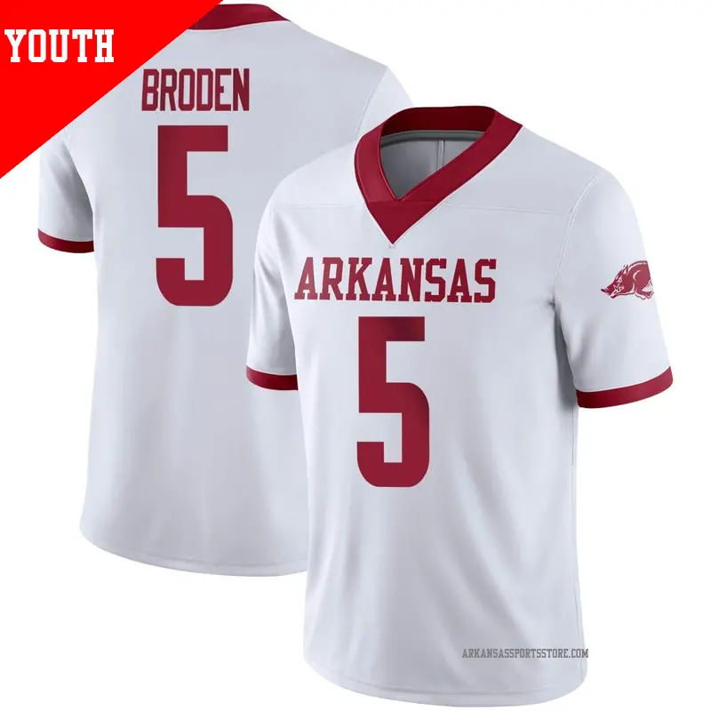 Youth #5 Tyrone Broden Arkansas Razorbacks Game White Alternate Football Jersey Youth #5 Tyrone Broden Arkansas Razorbacks Game White Alternate Football Jersey