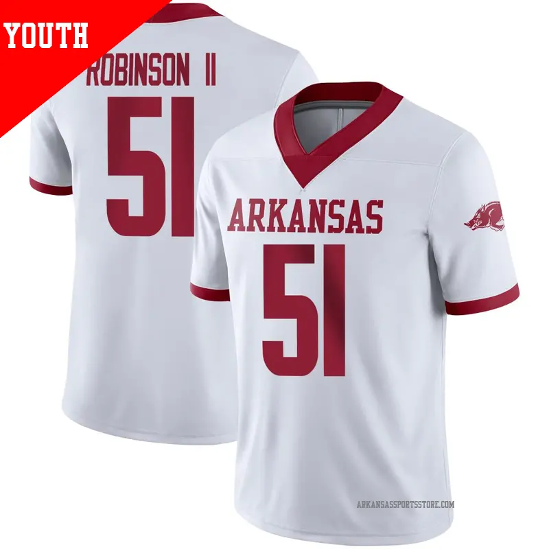 Youth #51 Corey Robinson II Arkansas Razorbacks Game White Alternate Football Jersey Youth #51 Corey Robinson II Arkansas Razorbacks Game White Alternate Football Jersey
