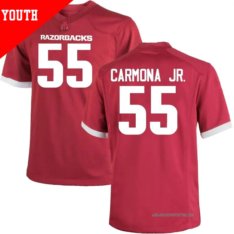 Youth ＃55 Fernando Carmona Arkansas Razorbacks Replica Cardinal Football College Jersey