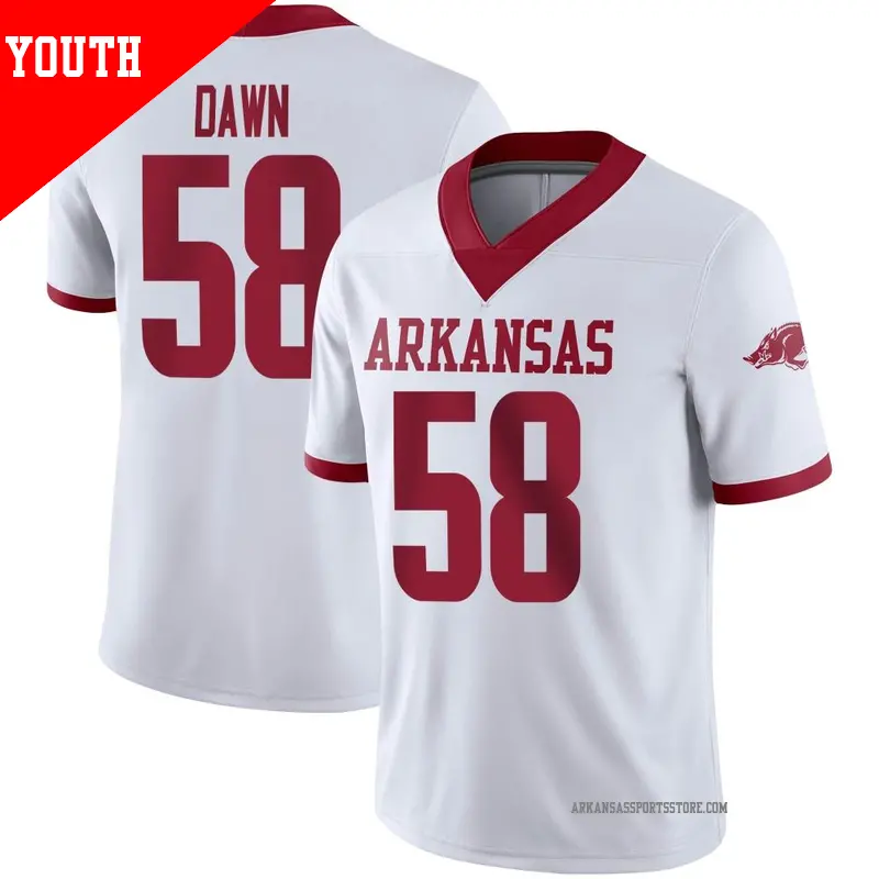 Youth ＃58 Tim Dawn Arkansas Razorbacks Game White Alternate Football Jersey
