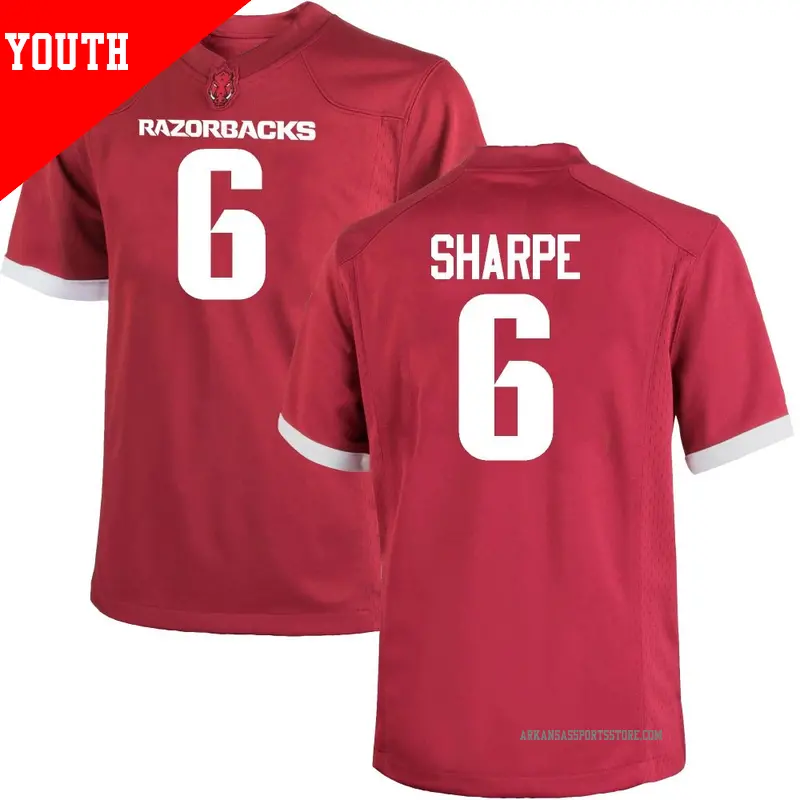 Youth ＃6 Raylen Sharpe Arkansas Razorbacks Game Cardinal Football College Jersey