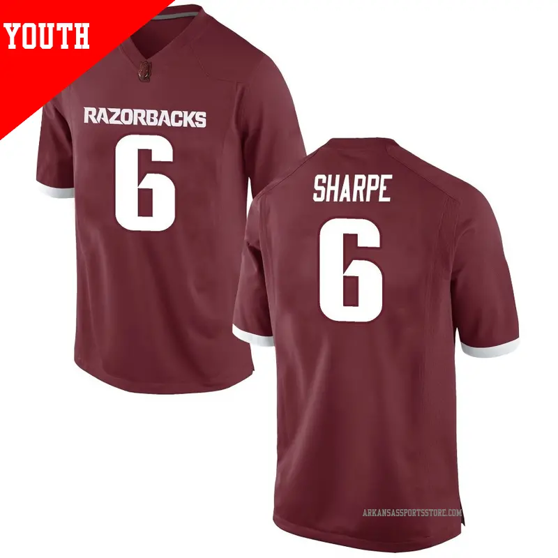 Youth ＃6 Raylen Sharpe Arkansas Razorbacks Replica Red Football College Jersey