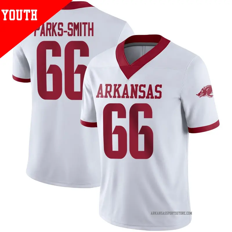 Youth #66 Payton Parks-Smith Arkansas Razorbacks Game White Alternate Football Jersey Youth #66 Payton Parks-Smith Arkansas Razorbacks Game White Alternate Football Jersey