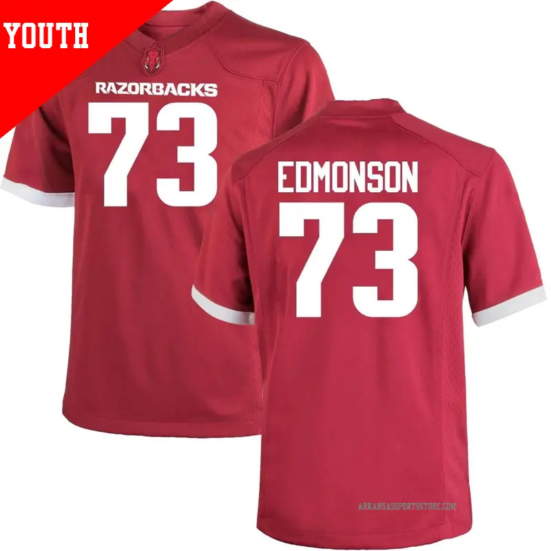 Youth ＃73 Brooks Edmonson Arkansas Razorbacks Game Cardinal Football College Jersey