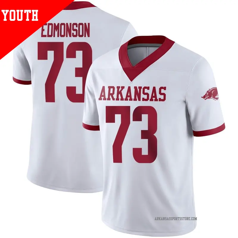 Youth ＃73 Brooks Edmonson Arkansas Razorbacks Game White Alternate Football Jersey