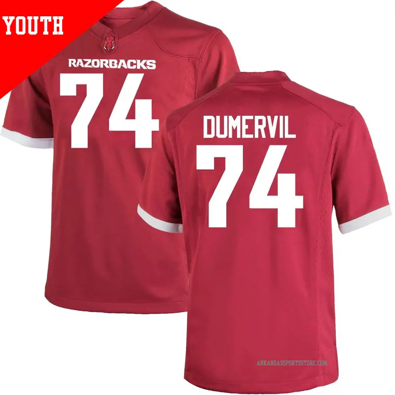 Youth ＃74 Marcus Dumervil Arkansas Razorbacks Game Cardinal Football College Jersey
