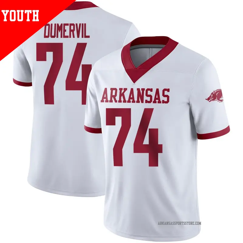 Youth ＃74 Marcus Dumervil Arkansas Razorbacks Game White Alternate Football Jersey