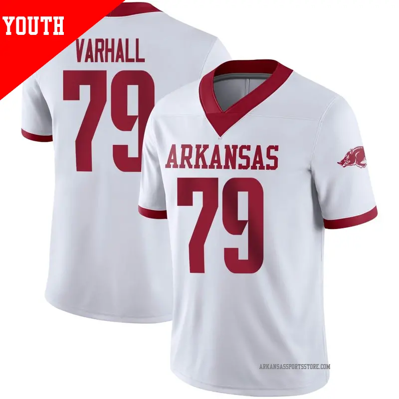 Youth ＃79 Tommy Varhall Arkansas Razorbacks Game White Alternate Football Jersey