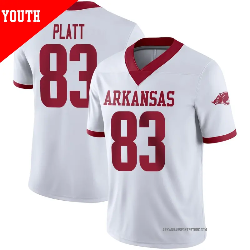 Youth #83 Jaden Platt Arkansas Razorbacks Game White Alternate Football Jersey Youth #83 Jaden Platt Arkansas Razorbacks Game White Alternate Football Jersey