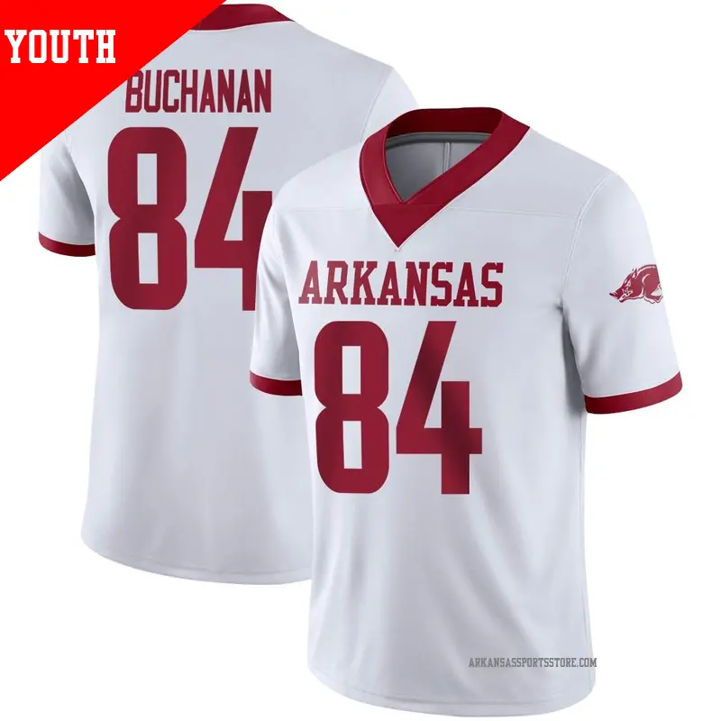 Youth ＃84 Luke Buchanan Arkansas Razorbacks Game White Alternate Football Jersey