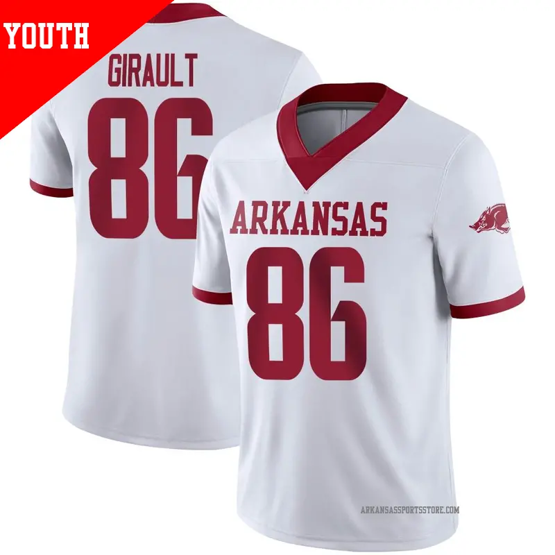 Youth #86 Kalil Girault Arkansas Razorbacks Game White Alternate Football Jersey Youth #86 Kalil Girault Arkansas Razorbacks Game White Alternate Football Jersey