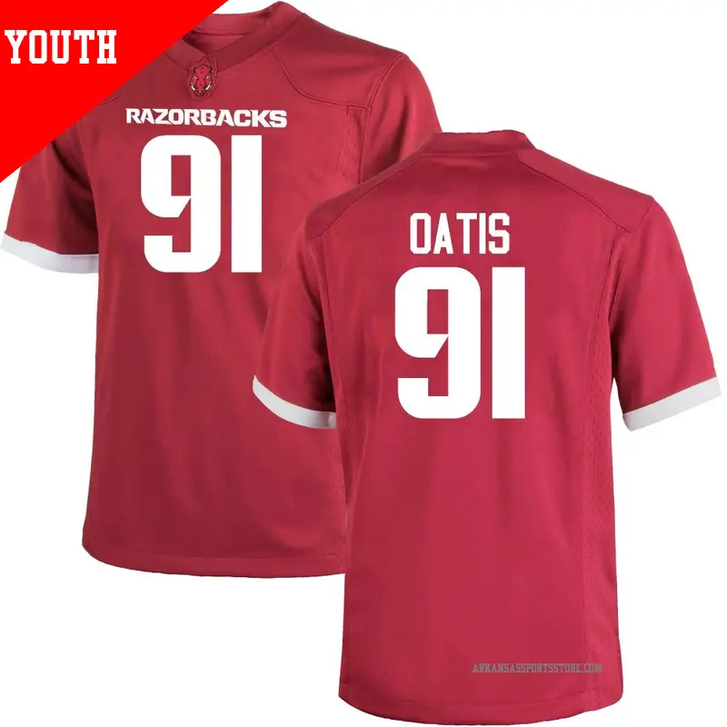 Youth ＃91 Kevin Oatis Arkansas Razorbacks Game Cardinal Football College Jersey
