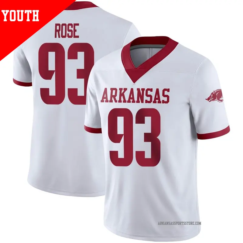 Youth ＃93 Keivie Rose Arkansas Razorbacks Game White Alternate Football Jersey