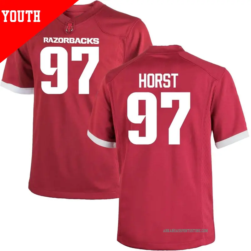 Youth ＃97 Logan Horst Arkansas Razorbacks Game Cardinal Football College Jersey