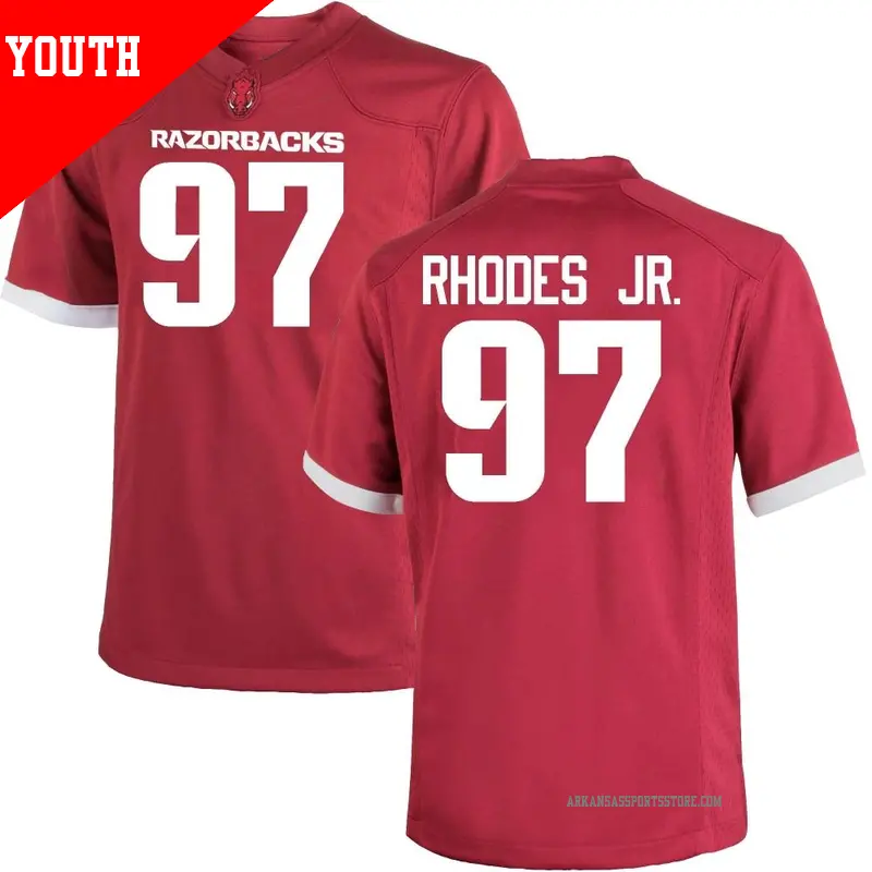 Youth #97 Quincy Rhodes Jr. Arkansas Razorbacks Replica Cardinal Football College Jersey Youth #97 Quincy Rhodes Jr. Arkansas Razorbacks Replica Cardinal Football College Jersey